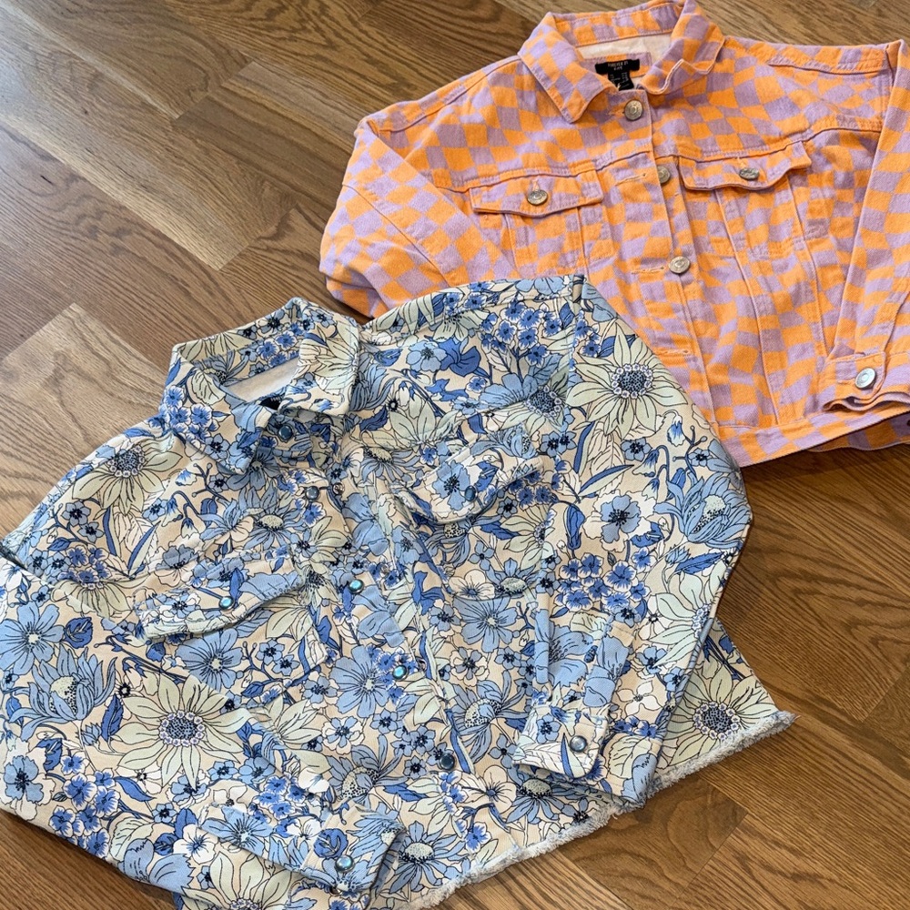 Forever 21 Kids Floral and Checkered Jean Jackets
